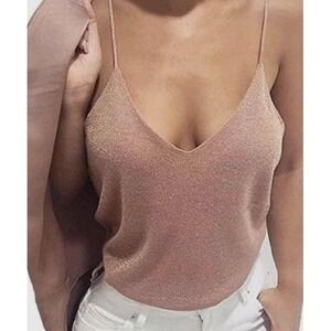 V-neck strappy blouse in pale pink